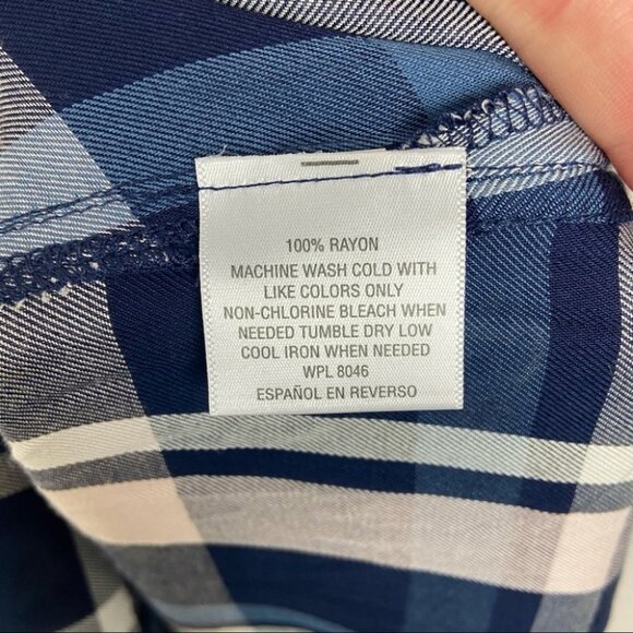 NWT Maison Jules Plaid Cold-Shoulder Midi Dress Blue‎ Size Small New With Tags S - Picture 14 of 16